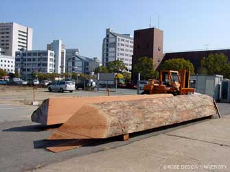 図17.加工され、神戸港に着いたブビンガの木 (写真:齊木崇人、2003年3月)
