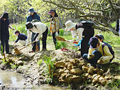 図1-2-18　公園づくりの現地ワークショップの風景(写真：齊木研究室、2004.4)