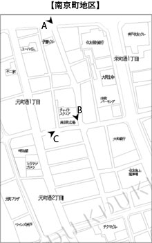 図2　調査地区における照明空間の物理量測定地点