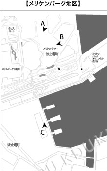 図2　調査地区における照明空間の物理量測定地点