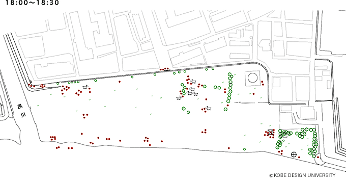 図8　浜の利用状況プロット図(18時から18時30)