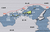 図1 第1回瀬戸内現地調査のルートマップ(作成:齊木崇人、宮代隆司、任亜鵬)