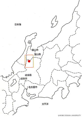 図0-1　位置図　出典：『世界遺産 白川郷合掌造り集落』((財)世界遺産白川郷合掌造り保存財団発行)