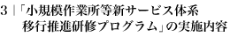 3|「小規模作業所等新サービス体系移行推進研修プログラム」の実施内容 