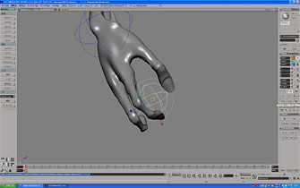 図22　球体を移動させることで、指の形が変化していることがわかる
